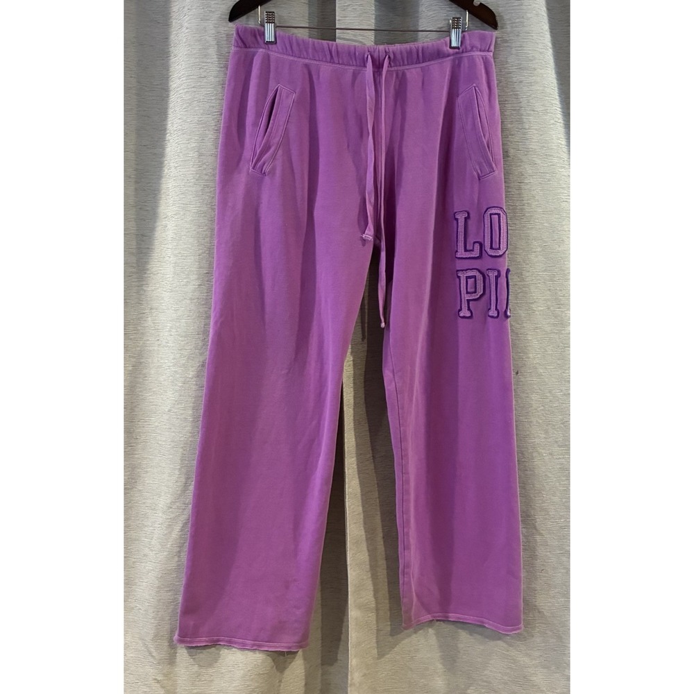 Y2K Victoria's Secret PINK Sweatpants Womens Medium Purple Flare Leg Love Pink